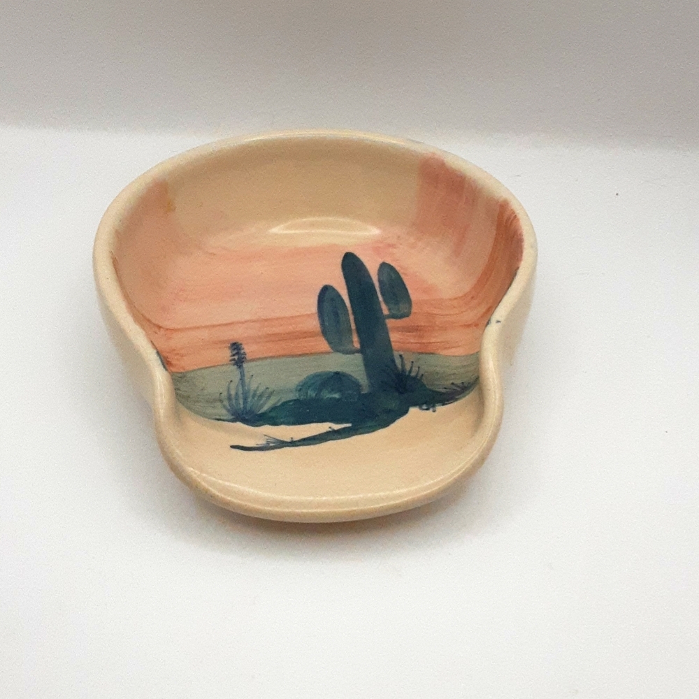 Vintage Ellis Prod Pottery Marshall, TX Southwest Design Spoon Rest
